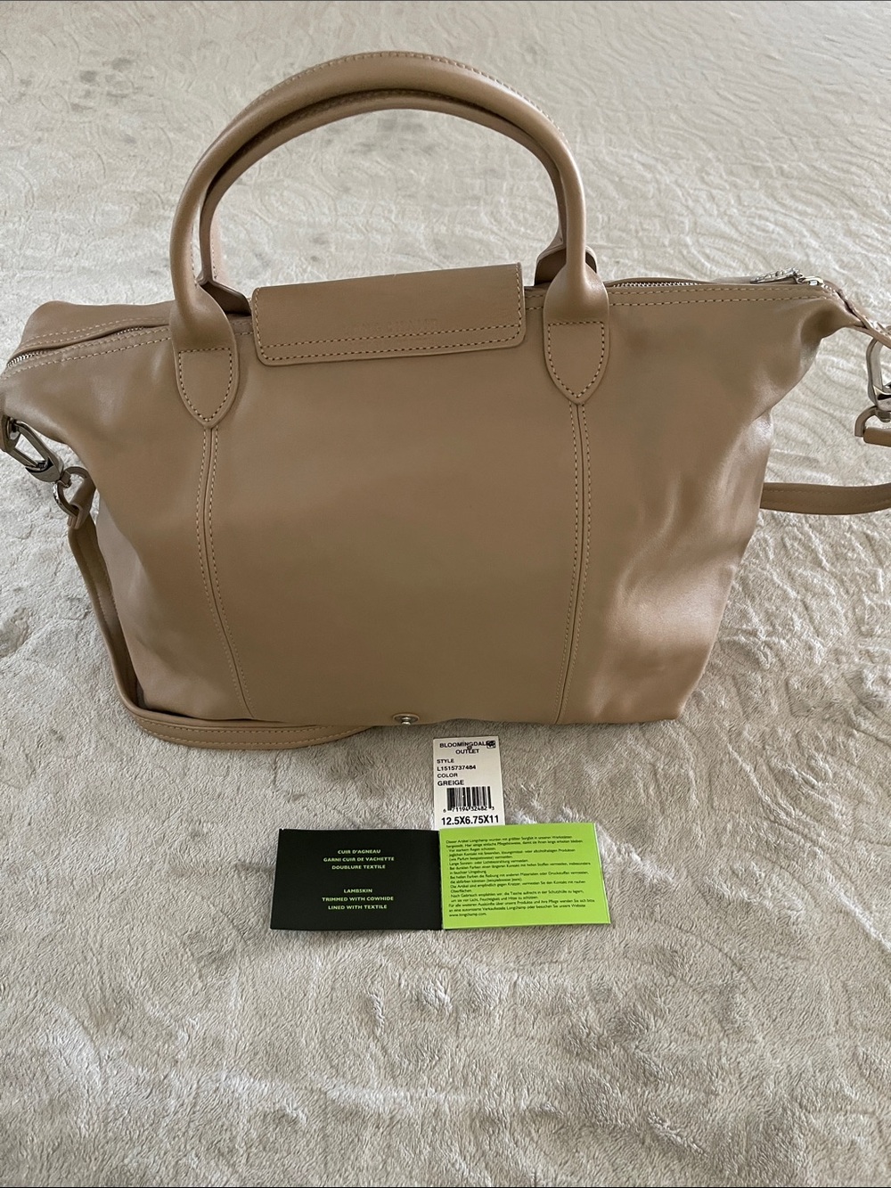 NEW Longchamp Leather Shoulder Tote in Beige - Picture 2 of 4